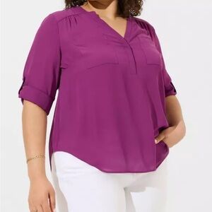 Torrid Rich Purple V-Neck Blouse